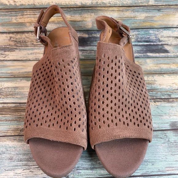 Franco Sarto Mandi2 Brown Suede Slingback Sandal Open Toe Block Heel Womens 8M - Picture 4 of 11